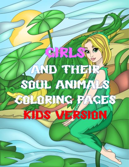 GIRLS AND THEIR SOUL ANIMALS COLORING PAGES! KIDS VERSION.. PRINTABLES...Digital Download... - Image 2