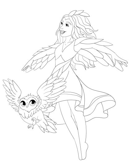 GIRLS AND THEIR SOUL ANIMALS COLORING PAGES! KIDS VERSION.. PRINTABLES...Digital Download... - Image 4