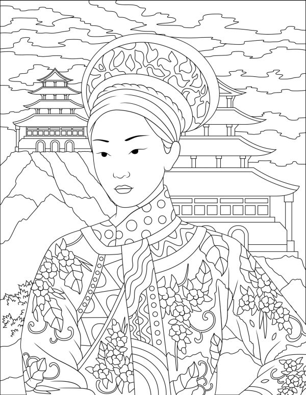 JAPANESE KIMONO WOMEN Coloring Pages...PRINTABLES! Digital Download. - Image 3