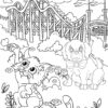 Cats & Dogs Together At Last Coloring Pages - PRINTABLE - Image 2