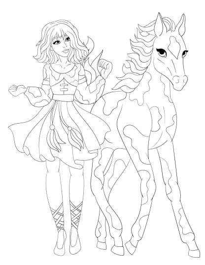 GIRLS AND THEIR SOUL ANIMALS COLORING PAGES! KIDS VERSION.. PRINTABLES...Digital Download... - Image 5