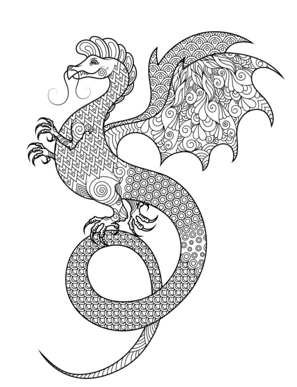 Dragon's Universe - Detailed Adult Coloring Pages...PRINTABLE - Image 5