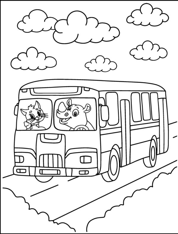 Cute Driving Animals Coloring Pages...PRINTABLES! Digital Download! - Image 6