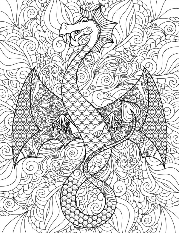 Dragon's Universe - Detailed Adult Coloring Pages...PRINTABLE - Image 6