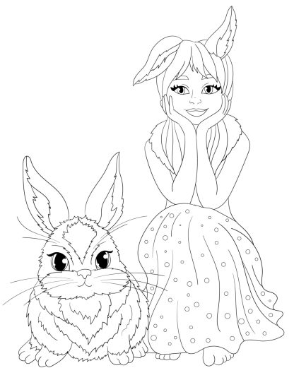 GIRLS AND THEIR SOUL ANIMALS COLORING PAGES! KIDS VERSION.. PRINTABLES...Digital Download... - Image 9