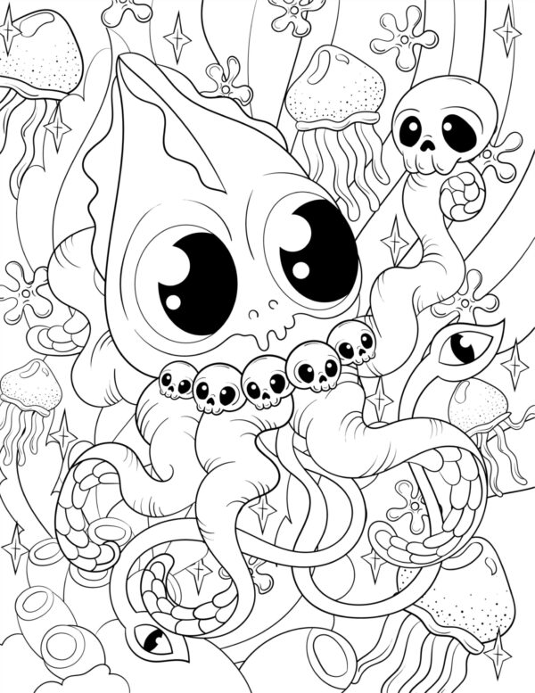 Halloween Spook-Tecular Weird Critters Coloring Pages-PRINTABLE - Image 10