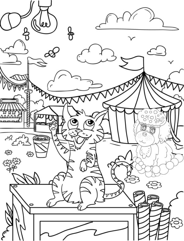 Cats & Dogs Together At Last Coloring Pages - PRINTABLE - Image 7