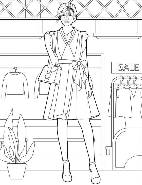 Sansa's Fashion Coloring Pages - PRINTABLE - Image 2