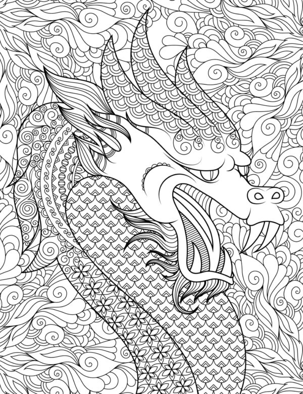 Dragon's Universe - Detailed Adult Coloring Pages...PRINTABLE - Image 9