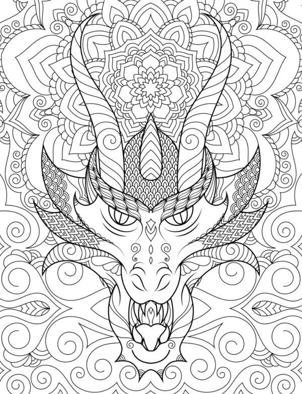 Dragon's Universe - Detailed Adult Coloring Pages...PRINTABLE - Image 10