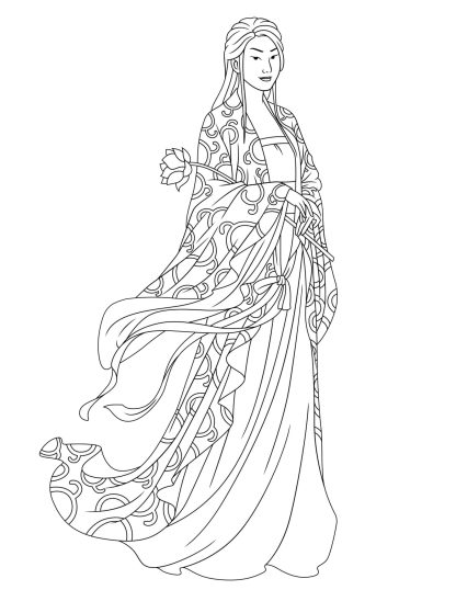 JAPANESE KIMONO WOMEN Coloring Pages...PRINTABLES! Digital Download. - Image 10