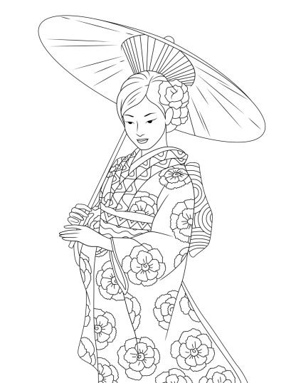 JAPANESE KIMONO WOMEN Coloring Pages...PRINTABLES! Digital Download. - Image 11