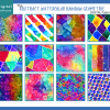 DIGITAL PAPER Bundle - Set 001 - Abstract Watercolor Rainbow Geometric - Papers Pack 12 - 12x12 - jpg png - Abstract - Image 2