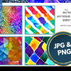DIGITAL PAPER Bundle - Set 001 - Abstract Watercolor Rainbow Geometric - Papers Pack 12 - 12x12 - jpg png - Abstract - Image 3