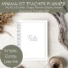 Minimalist PRINTABLE Teacher Planner| US and UK| 4 Sizes Available