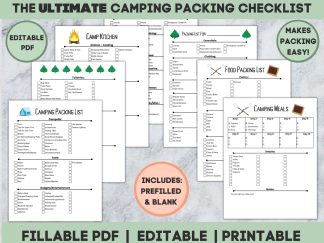 Camping Planner Checklist, Camping Packing List, Editable, Camp Packing List, Camping Checklists, Camping Meal Planner