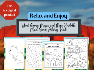 Fun Australian Coloring, Do-to-Dot, and More Printable Digital Download Activity Pack for Kids