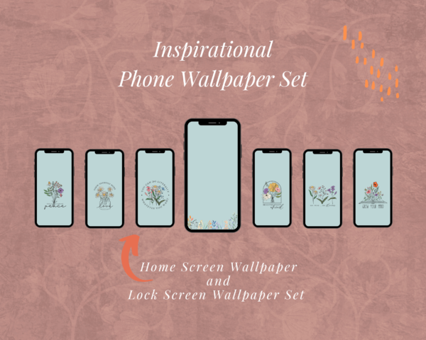 Flower Vibes Inspirational Smartphone Wallpaper Download Pack | Green Phone Wallpaper | Aesthetic Phone Background | iPhone Background