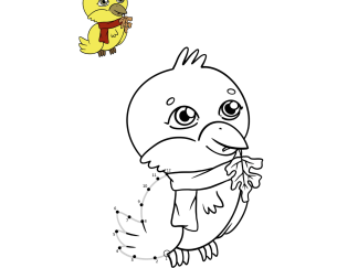 This image shows the cute chicken on the cover of the "Autumn Forest Friends: Connect the dots and color for toddlers" pages.