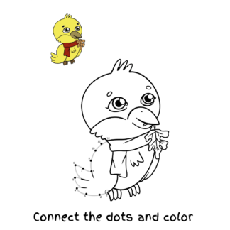 This image shows the cute chicken on the cover of the "Autumn Forest Friends: Connect the dots and color for toddlers" pages.