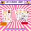 CIRCUS BINGO ACTIVITY, 30 different bingo cards for each child, super easy to print and use, fun for the whole family as well as party games
