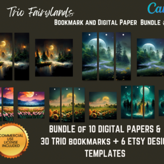 Trio Fairylands Digital Papers Canva Templates