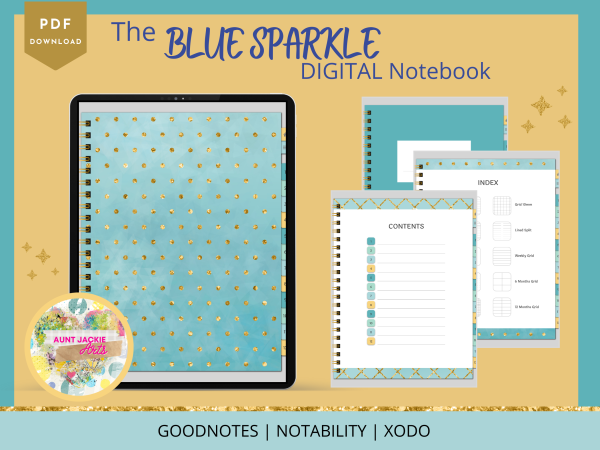 Digital Notebook - Dot Design Blue Sparkle