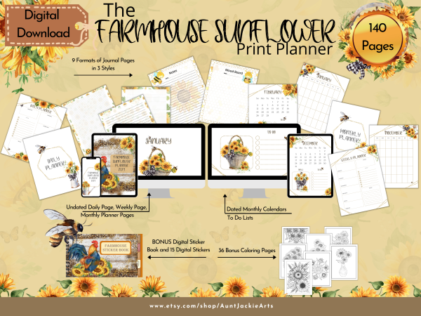 Farmhouse Sunflower Planner 2023