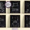 Set of 6 Fashion and Clothing Patent Prints. Black Chalkboard Background Version - Set of 6 Beautiful 1800s and 1900s Vintage Wall Art