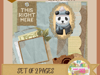 DIGITAL SCRAPBOOK Page - Winter Digital Scrapbook Layout - Pre-Made Shabby Vintage Quick Page Layout, Pack 4 - jpg png 12 x 12