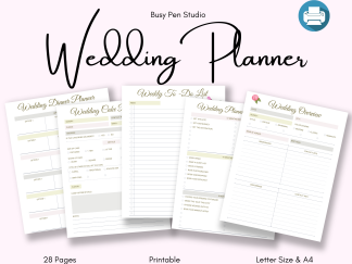 Printable Wedding Planner - Wedding Checklist PDF, Venue Research, Seating Chart AND MORE!