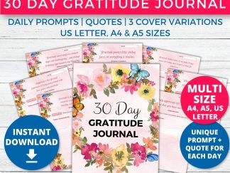 30 Day Daily Gratitude Journal Printable (Pink)
