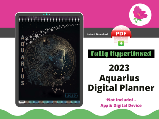 Aquarius 2023 Digital Planner - Dated & Hyperlinked
