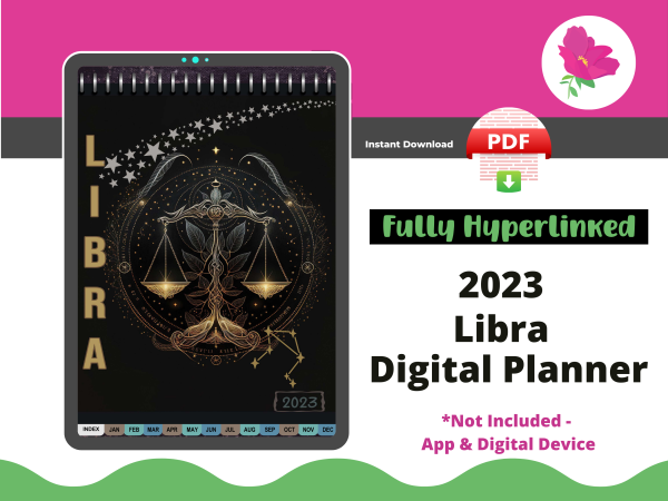 Libra 2023 Digital Planner - Dated & Hyperlinked
