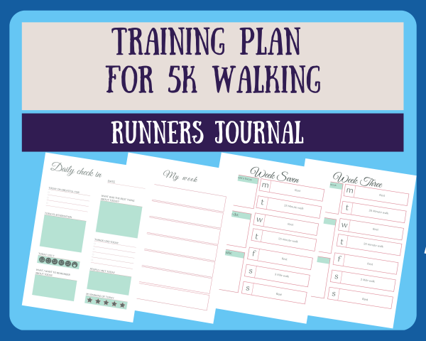 Digital Download Training plan for the 5K walking athlete, fitness planner, Fitness journal