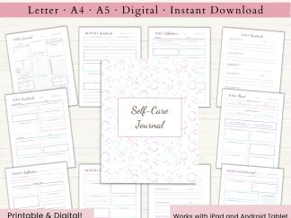 Self-Care Journal | Printable Self-Care Journal | Daily Journal | Gratitude Journal | Reflection Journal | Letter | A4 | A5 | PDF | Printable Journal | Digital Journal