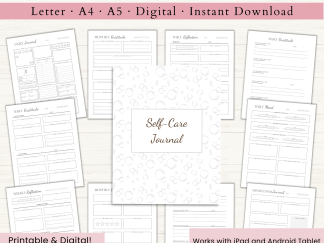 Self-Care Journal | Printable Self-Care Journal | Daily Journal | Gratitude Journal | Reflection Journal | Letter | A4 | A5 | PDF | Printable Journal | Digital Journal