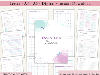 Essentials Planner Bundle | Daily Planner | Weekly Planner | Monthly Planner | Habit Tracker | Letter | A4 | A5 | PDF | Printable Planner | Digital Planner