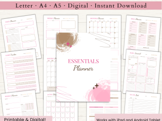 Essentials Planner Bundle | Daily Planner | Weekly Planner | Monthly Planner | Habit Tracker | Letter | A4 | A5 | PDF | Printable Planner | Digital Planner