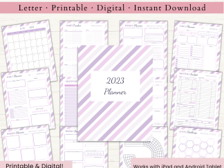 2023 Monthly Planner Bundle | Monthly Planner Printable | Daily Planner | Weekly Planner | US Letter | Printable Planner | Digital Planner