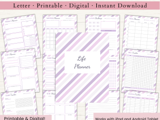Life Planner Bundle | Daily Planner | Weekly Planner | Habit Tracker | Productivity Planner | US Letter | PDF | Printable Planner | Digital Planner