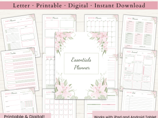 Essentials Planner Bundle | Daily Planner | Weekly Planner | Monthly Planner | Habit Tracker | US Letter | PDF | Printable Planner | Digital Planner