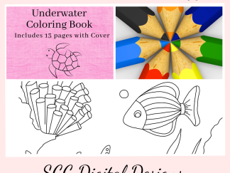 Underwater Sea Life 13 Page Printable Coloring Book, Fish, Mermaid, Turtle, Coral, Castle, Home School & Teacher Resources, Fun and Educational, Print at Home Kid's Color Pages (Copy)