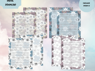 Printable floral stationery, US letter size PDF