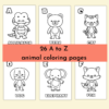 26 ABC Printable Alphabet Animal Coloring Pages, Kindergarten Activity, Preschool Activity, Homeschool Coloring, A to Z Animal Coloring