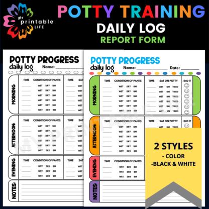 POTTY TRAINING Daily Log Printable Report Tracker