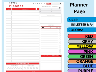 Student Study Planner Page | Printable Study Organizer