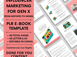Marketing Influencer Canva Template | PLR Done For You eBook | Resource Social Media Coaches | Lead Magnet | Gen-X Content Private Label
