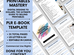 How To Start a Printables Business Guide | PLR Done-For-You Content | Customizable Canva E-Book Template | Online Coach Branding Lead Magnet