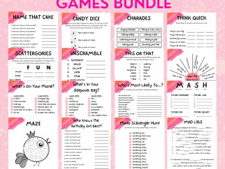 16 Teen Slumber Party Games | Teen/Preteen Sleepover Games | Birthday Party Games Bundle | Girls Sleepover Party Games | Fun Pajama Party